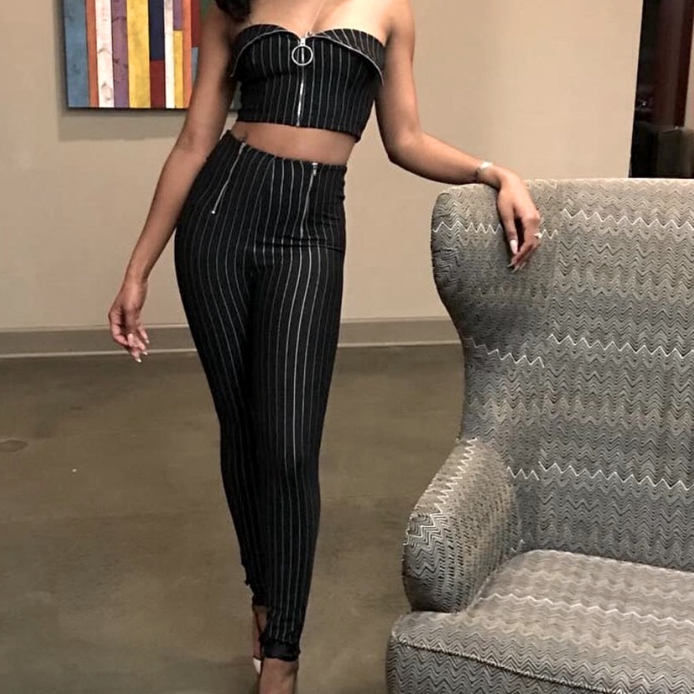 2 PIECE PINSTRIPE PANTS SET!
